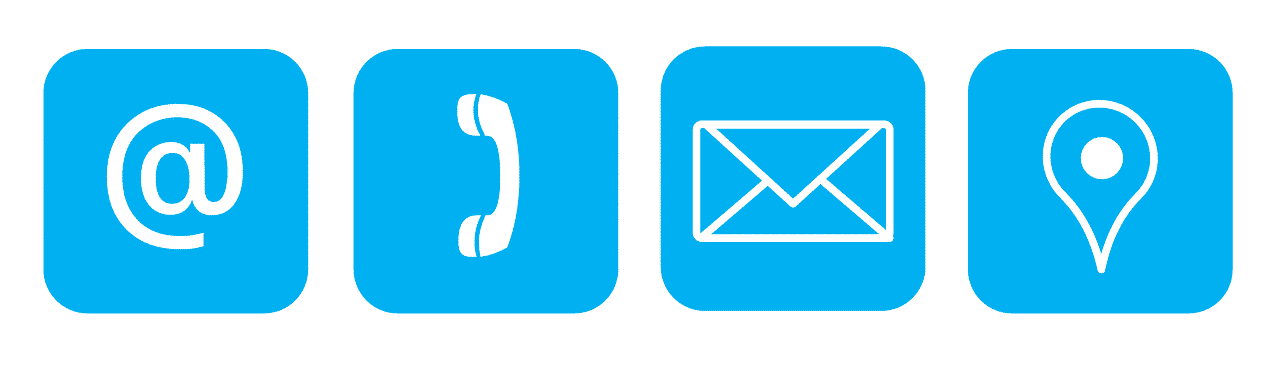 sähköpostin, puhelimen, kirjekuoren ja paikan symboli